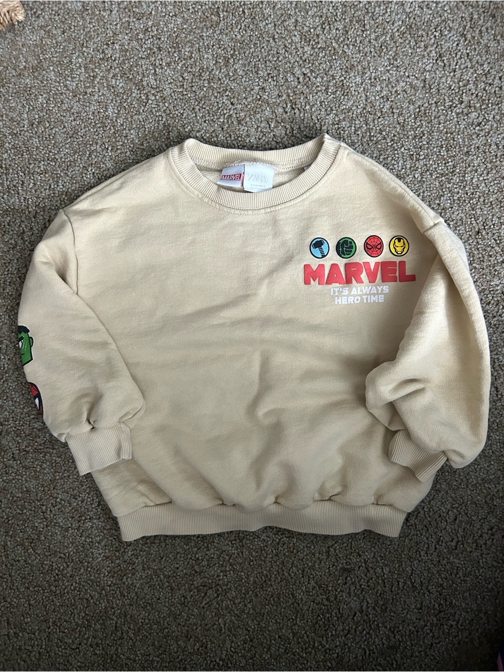 Zara Marvel Tan Crewneck Sweatshirt